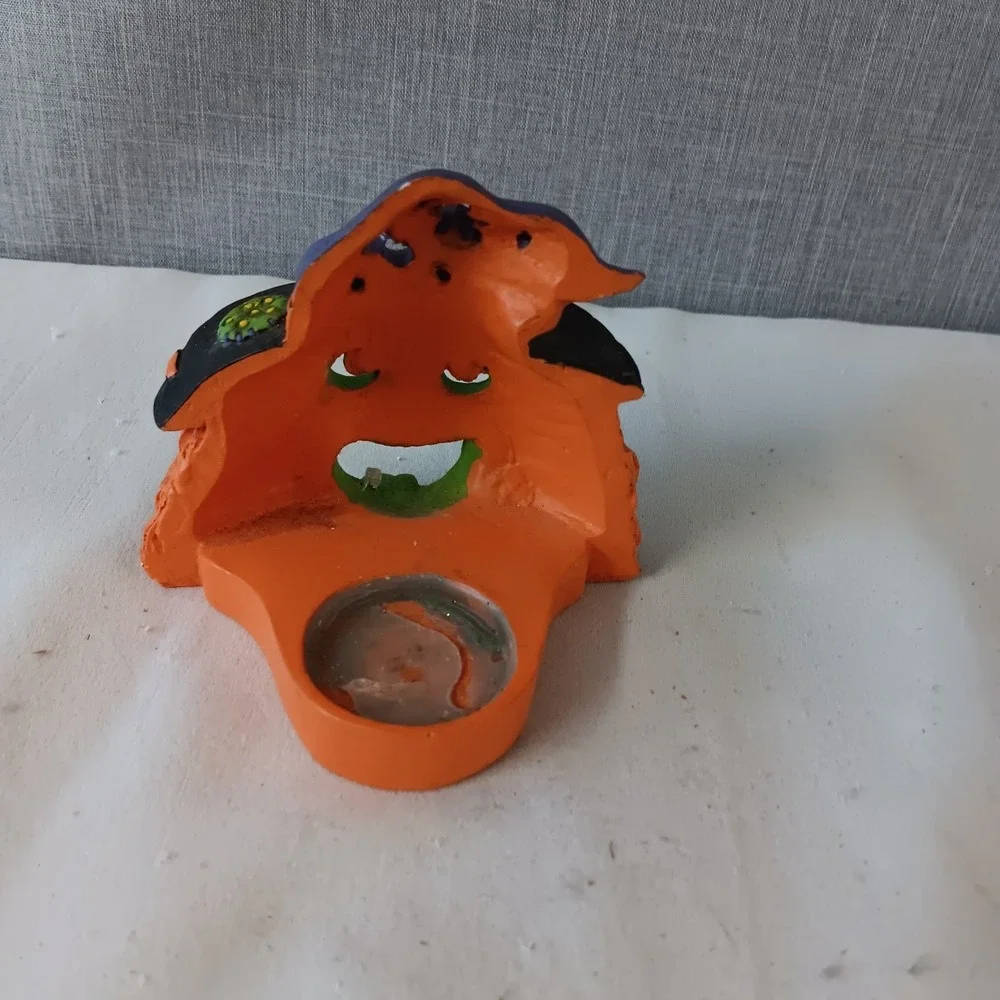 Vintage Halloween Witch Tealight Candle Holder 90s Decor Retro Kmart Green